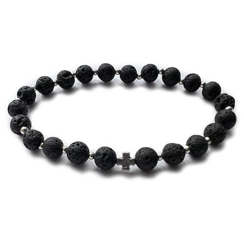 фото Браслет, металл, вулканическая лава, размер 17 см, черный studuo-m-collection