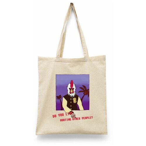 фото Сумка-шоппер унисекс каждому своё "hotline miami/хотлайн майами" черная