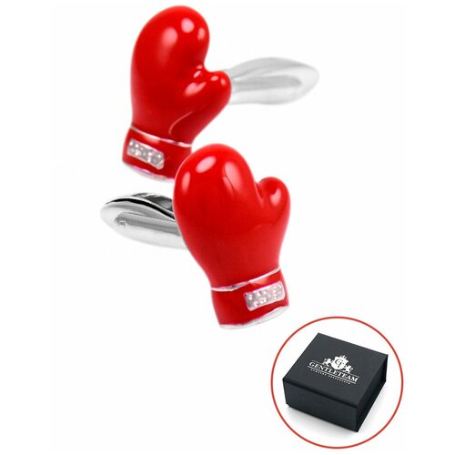 Запонки GENTLETEAM красного цвета в форме боксерских перчаток