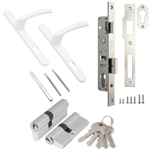Комплект фурнитуры для калитки LD Ajax 9016 белый ключ/ключ