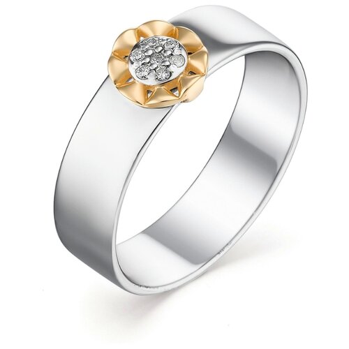 фото Алькор кольцо с 7 бриллиантами из серебра и золота 01-1323-000б-00, размер 17.5