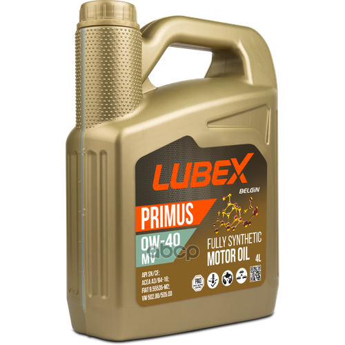 LUBEX Синт. Мот. масло Primus Mv 0W-40 Cf/Sn A3/B4 (4Л)