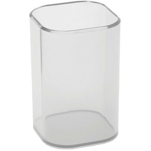 Стакан для пишущих принадлежностей СТАММ Фаворит, пластиковый, квадратный, прозрачный стакан для пишущих принадлежностей стамм фаворит пластиковый квадратный белый