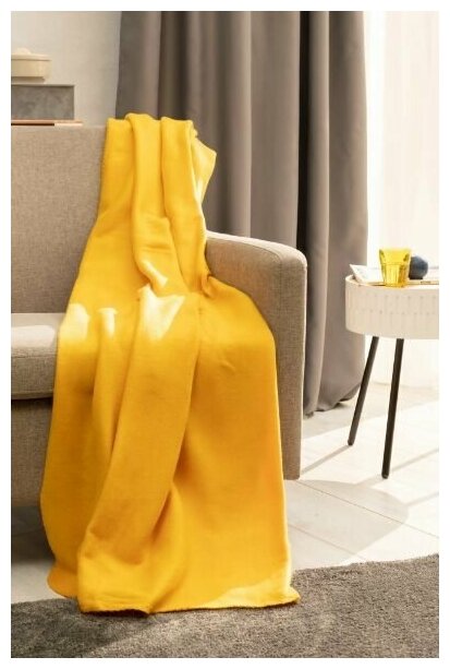 Плед "Bolero" 130*160 см флис цвет жёлтый - фотография № 1