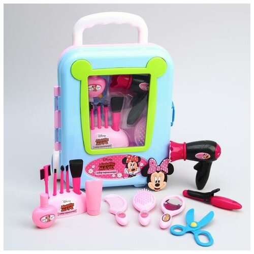 набор парикмахера детский модница 9 предметов игрушки для девочек Набор парикмахера детский Disney Минни Маус, 15 предметов, в чемоданчике (DL967)