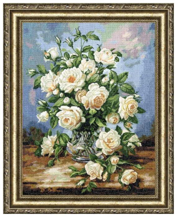 Золотое Руно Набор для вышивания Букет белых роз 43,5 х 33,8 см (ЛЦ-043)