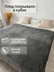 Флисовый плед размера евро 200х220 / Покрывало на кровать, диван