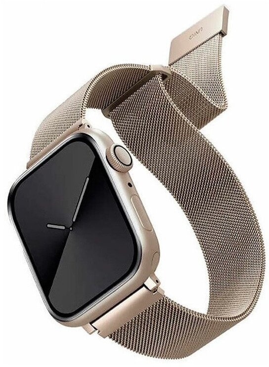 Ремешок Uniq Dante Strap Mesh Steel для Apple Watch 42/44/45 мм (44MM-DANGLD), золотой