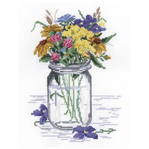 Janlynn набор для вышивания Wildflower Jar,017-0112, 25 х 25 см janlynn набор для вышивания маяки 15 2 х 53 3 см 013 0229