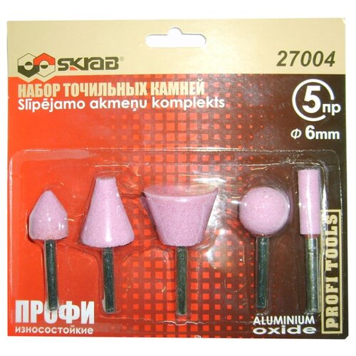 фото Набор точильных камней 5пр. 6мм а2/a14/a25/a31/w179 al2o3 профи 27004 skrab