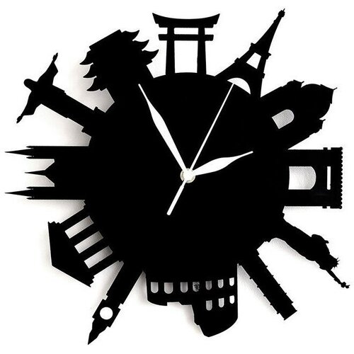 Часы настенные интерьерные из дерева 40 см Города мира