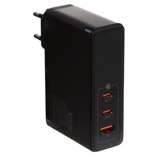 Зарядное устройство Baseus GaN5 Pro 2C+U 140W EU + кабель Type-C Black CCGP100201 сетевое зарядное устройство для телефона на 2 usb порта