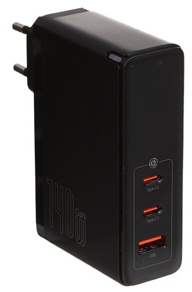 Зарядное устройство Baseus GaN5 Pro 2C+U 140W EU + кабель Type-C Black CCGP100201