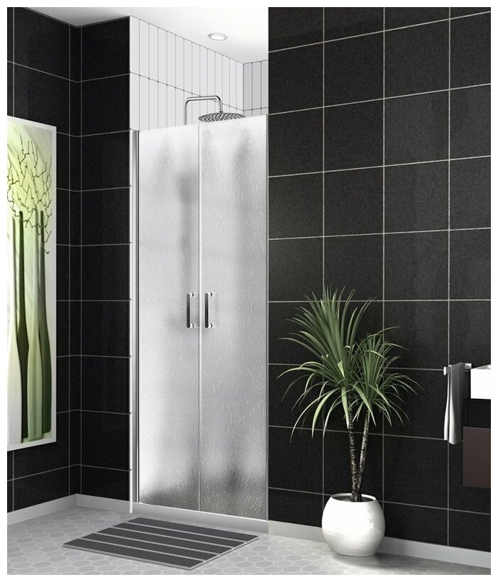 Душевая дверь в нишу BelBagno Uno 90x190 UNO-B-2-90-CH-Cr стекло рифленое, профиль хром