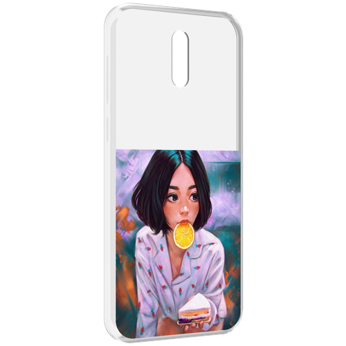 Чехол MyPads девушка-с-чизкейком женский для Alcatel 3L (2019) задняя-панель-накладка-бампер