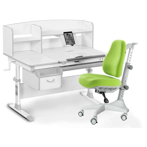 фото Комплект mealux стол + стул evo-50 (y-528) 120x70 см белый/серый/зеленый