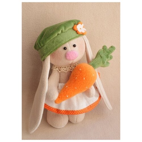 фото Набор для изготовления текстильной игрушки "зайка морковка", 20 см ваниль