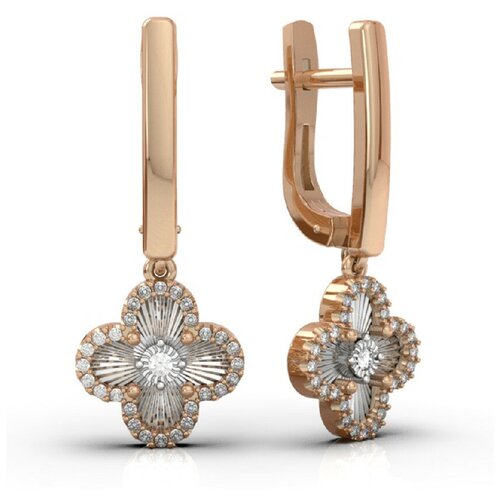 Серьги Костромской Алмазный Дом, красное золото, 585 проба, бриллиант, красный, золотой