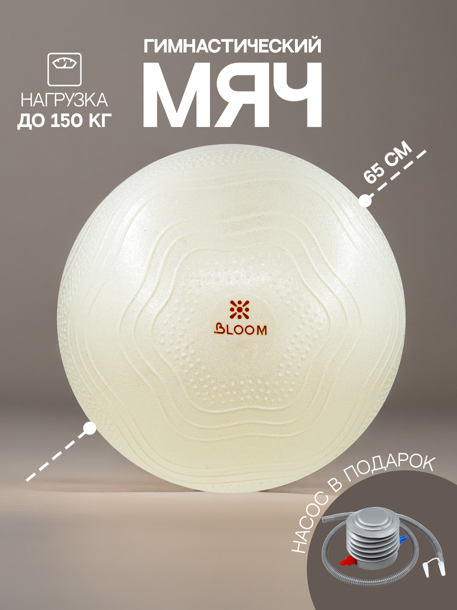 Мяч гимнастический, фитбол BLOOM 65 см LB7051/65 , с насосом