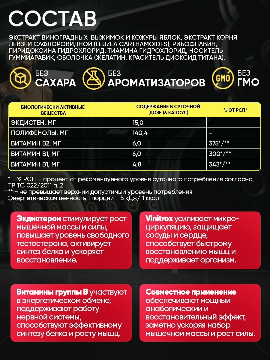 Изображение Ecdysterone, бустер тестостерона 240 капс, Академия-Т