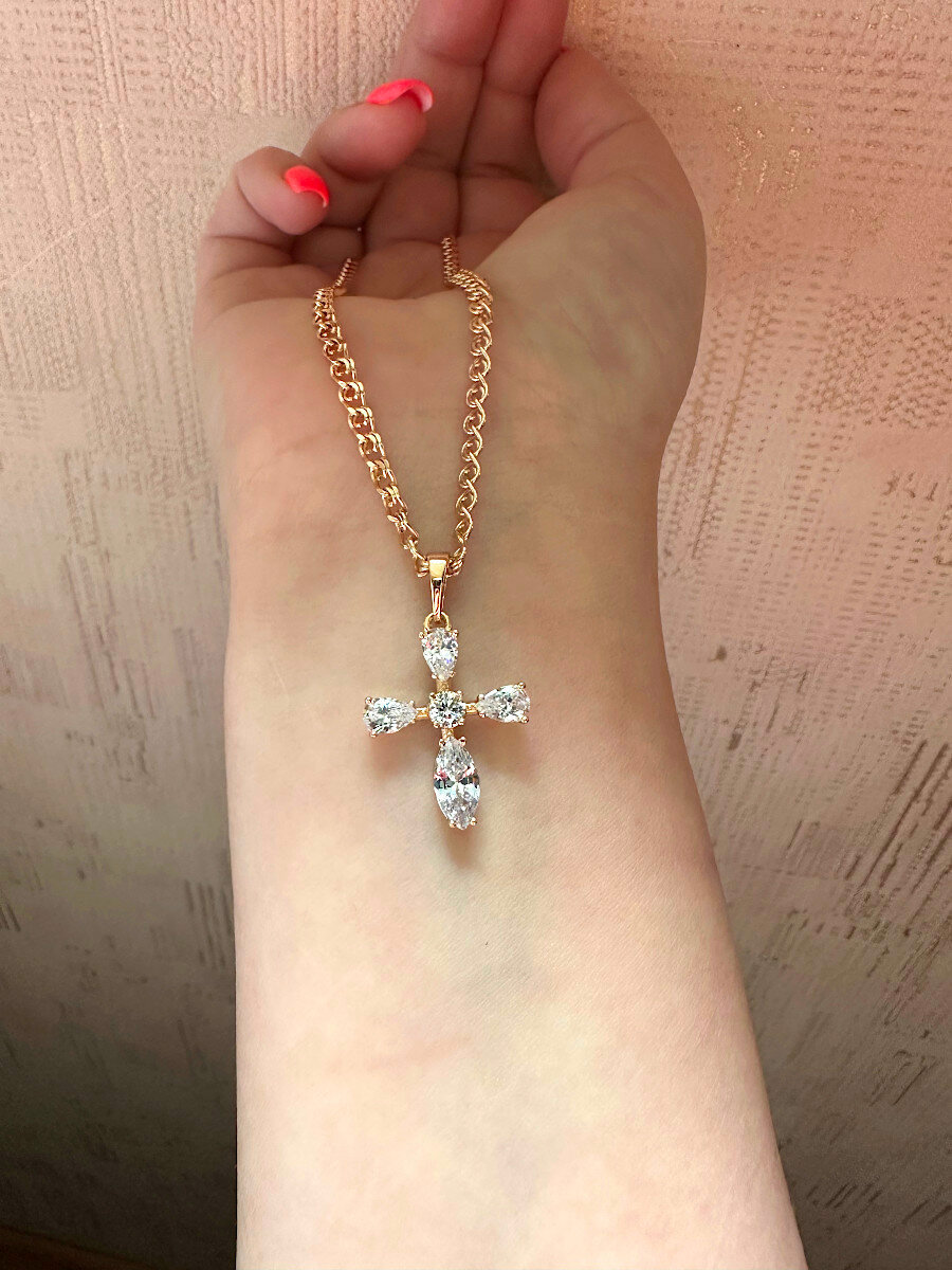 Колье XUPING JEWELRY, фианит, длина 49.5 см, золотой