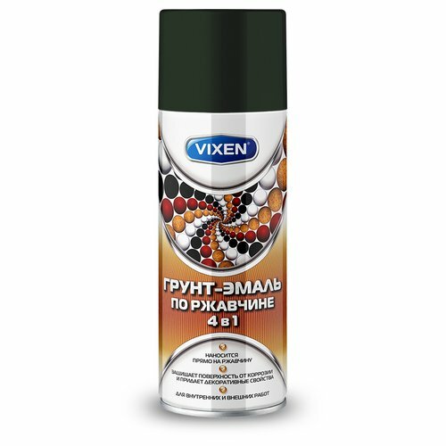 Грунт-эмаль по ржавчине 4в1 зеленый мох (ral 6005) VIXEN VX516005