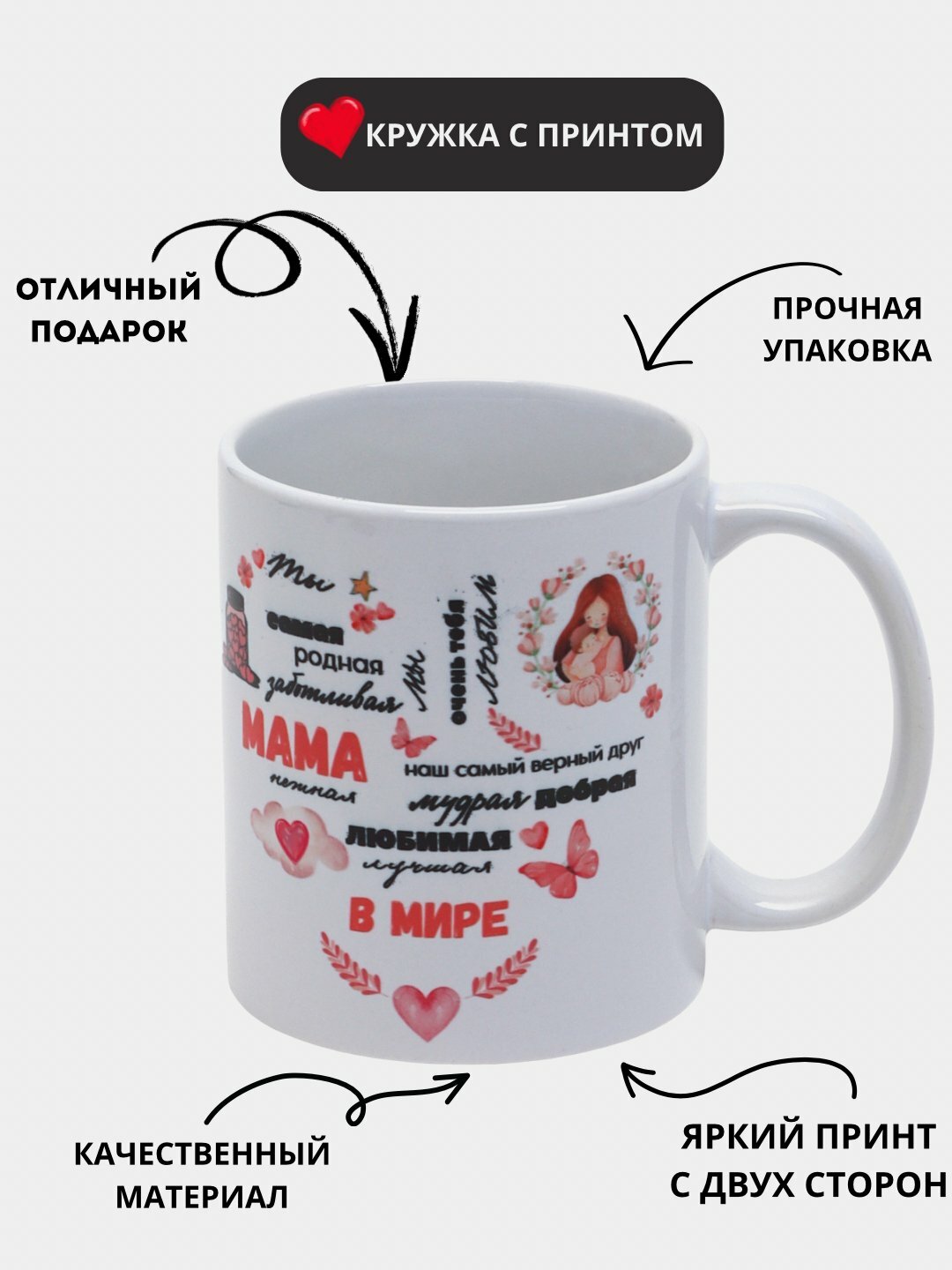 Кружка с принтом для мамы, бабушки, папы, дедушки, белая, керамическая и отлично подходит для подарка, друзьям и близким