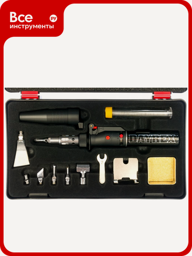 Изображение товара Газовый паяльник DAYREX-25 с пьезоподжигом, регулируемым пламенем и карандашным пламенным потоком на пропан‑бутане