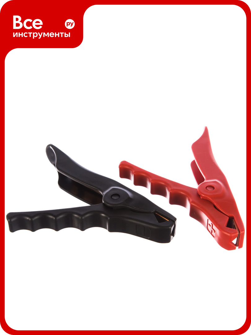 Зажим Крокодил автоэлектрика 1 красный 1 черный Т 22  длина 165 мм  медная вставка  ток 600А 00000048