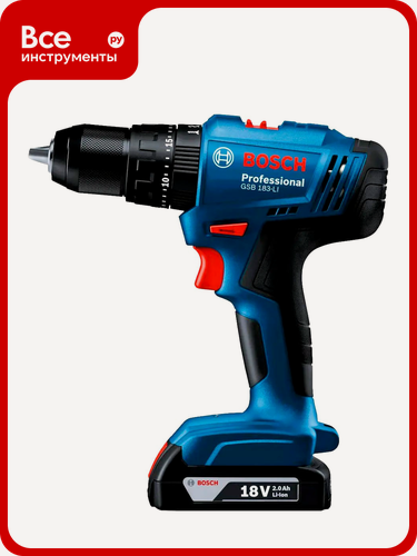 Изображение товара Аккумуляторный ударный шуруповерт Bosch GSB 183-LI 06019K9180, 2 см, резиновая