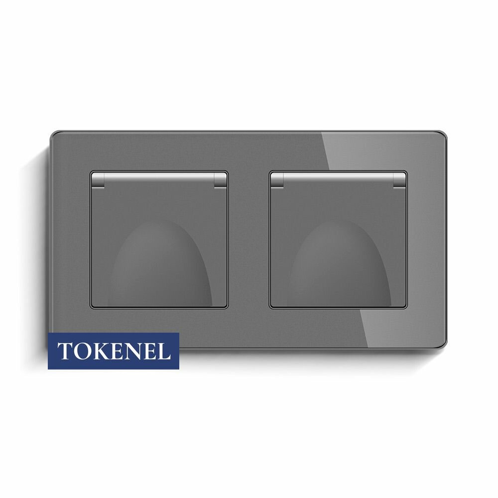 Розетка с крышкой TOKENEL 2 штуки 158х86 см 16 А серая IP44