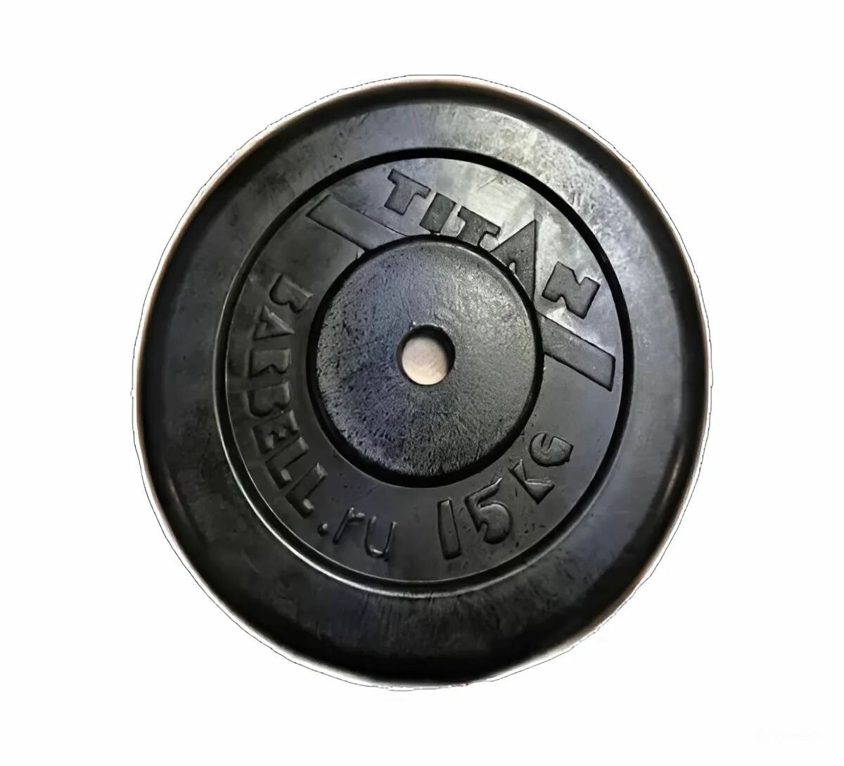 Блины для штанги и гантелей Титан 15 кг 31 мм, стальные, обрезиненные, черные