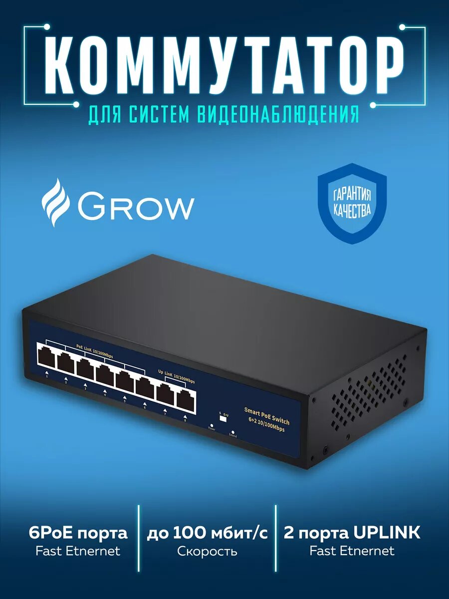 Коммутатор сетевой 6PoE Switch, PoE, 6 портов, неуправляемый