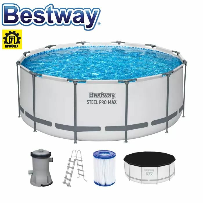 Бассейн каркасный BESTWAY SteelPro MAX 366*122см фильтр-насос лестница тент 56420 (56088)