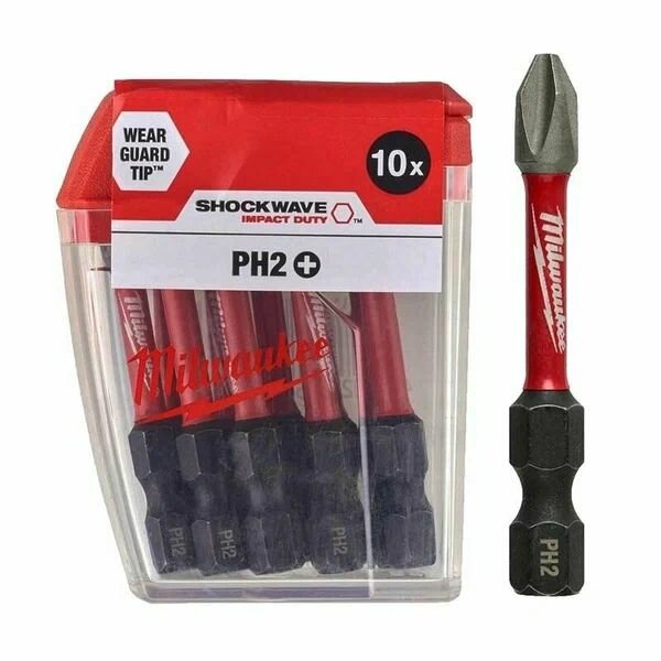 Бита PH2 50мм SHOCKWAVE в кор. (10шт/уп) GEN III Milwaukee 4932430855
