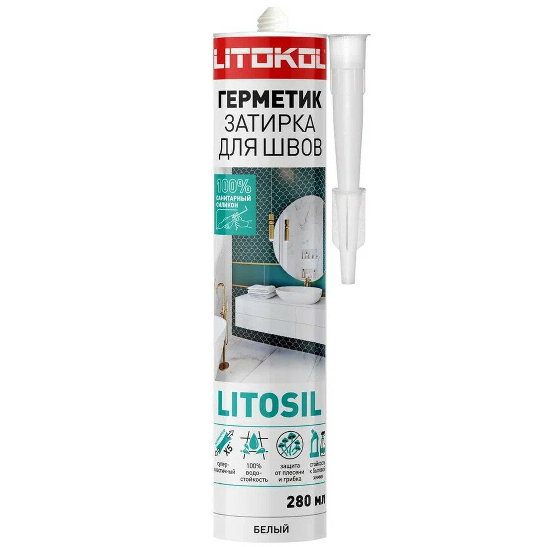 Герметик-затирка силиконовый LITOKOL LITOSIL белый 280 мл