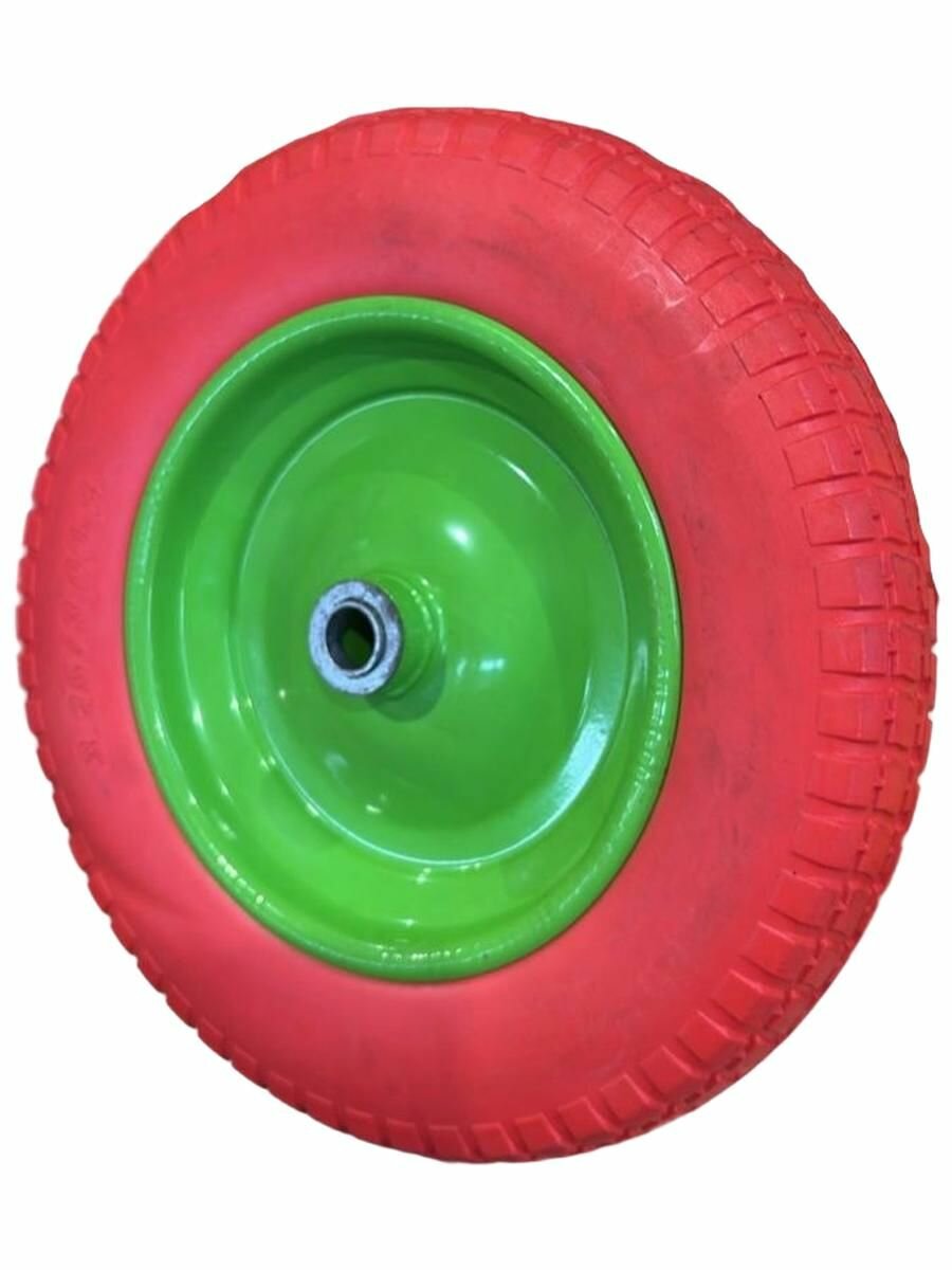 Колесо для тачки/тележки садовой/строительной PU1301 (витрина) размер 13*325-8 20/85мм диск сварной пу розовый (диам 320мм)