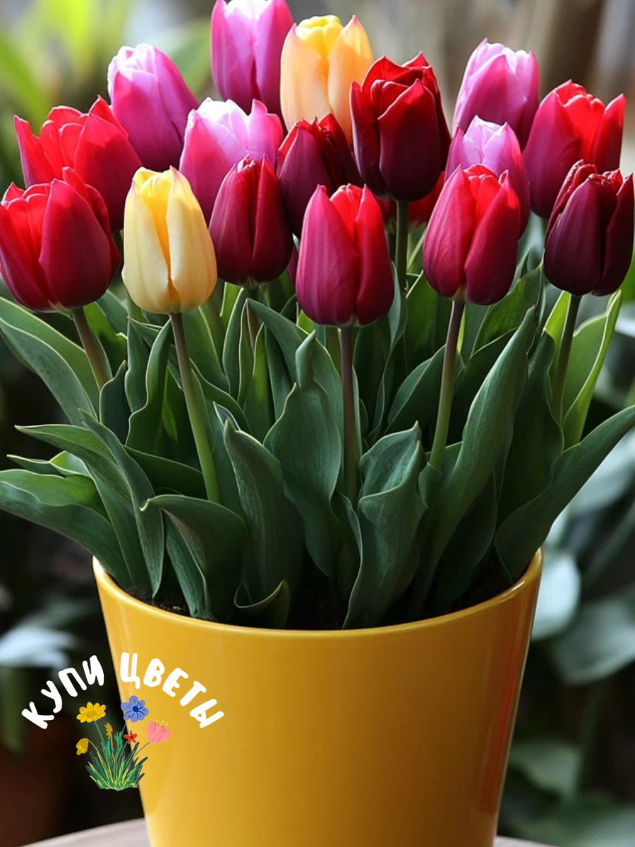 Тюльпаны Купи Цветы Red MIX многолетние красные (5 луковиц)