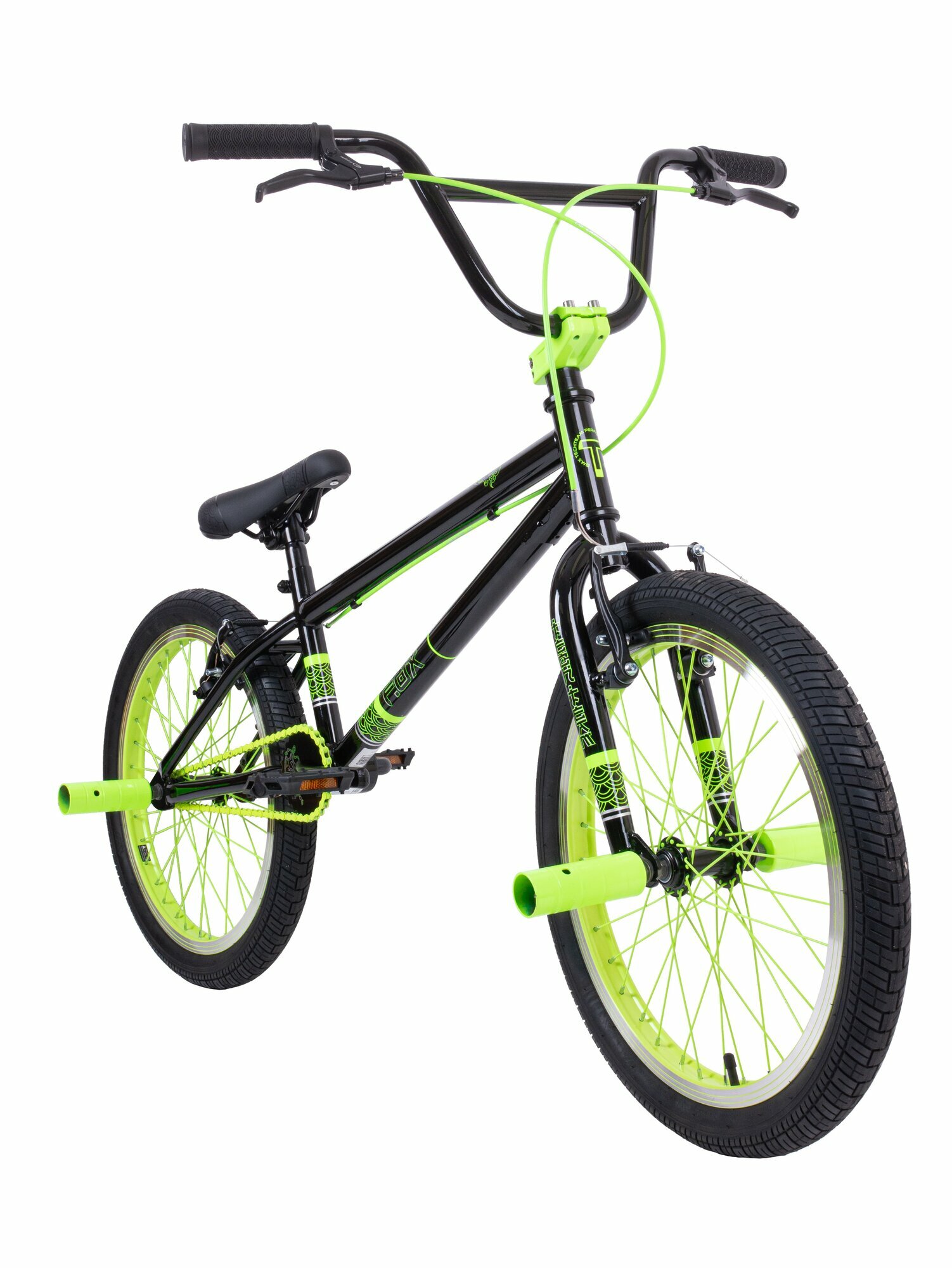Велосипед BMX TechTeam FOX 20" черно-зелёный на рост 155-175 см пеги в комплекте