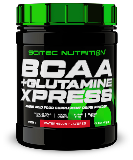 Аминокислоты BCAA Scitec Nutrition BCAA + Glutamine Xpress, 300 г, Вкус Watermelon / Арбуз