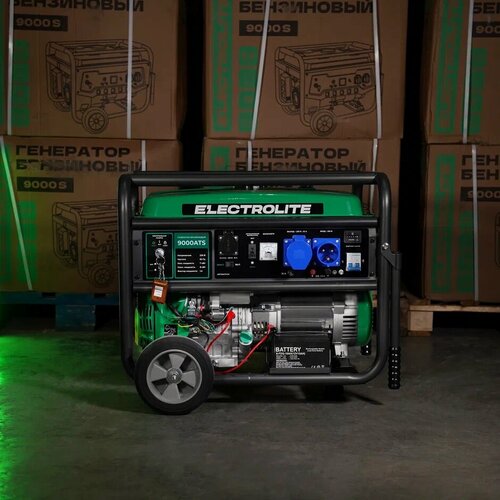 Изображение товара Генератор бензиновый Electrolite 9000 АTS , 7-8 кВт, медная обмотка, 16 л. с, электростартер, АКБ, автозапуск, 2 розетки, бак 25л