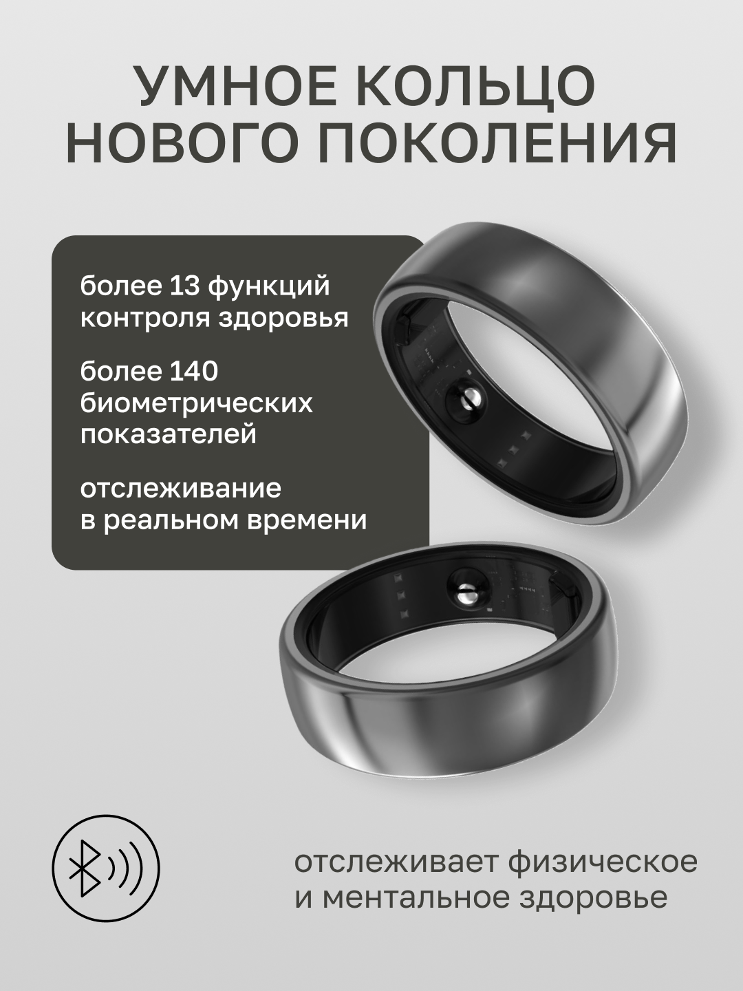 Смарт-кольцо R! tmo, мониторинг ЭКГ, сна