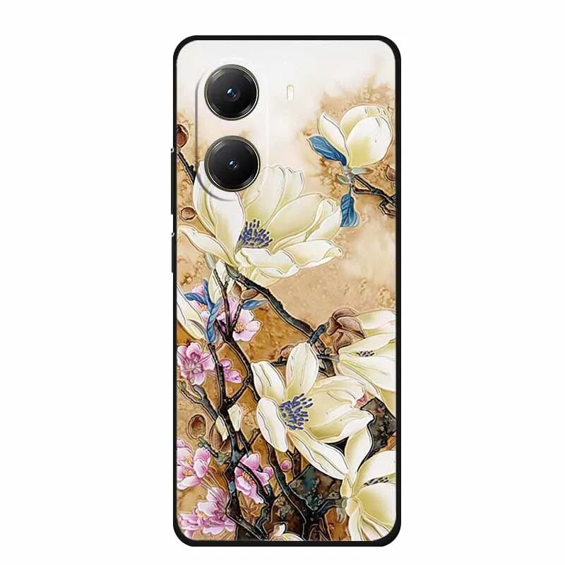 Чехол для Xiaomi POCO X7 Pro X7Pro с 3D рельефным тиснением и цветами черный силиконовый мягкий чехол на заднюю панель для Redmi Turbo 4 чехол Turbo4 Bag Picture 57 For Poco X7 Pro