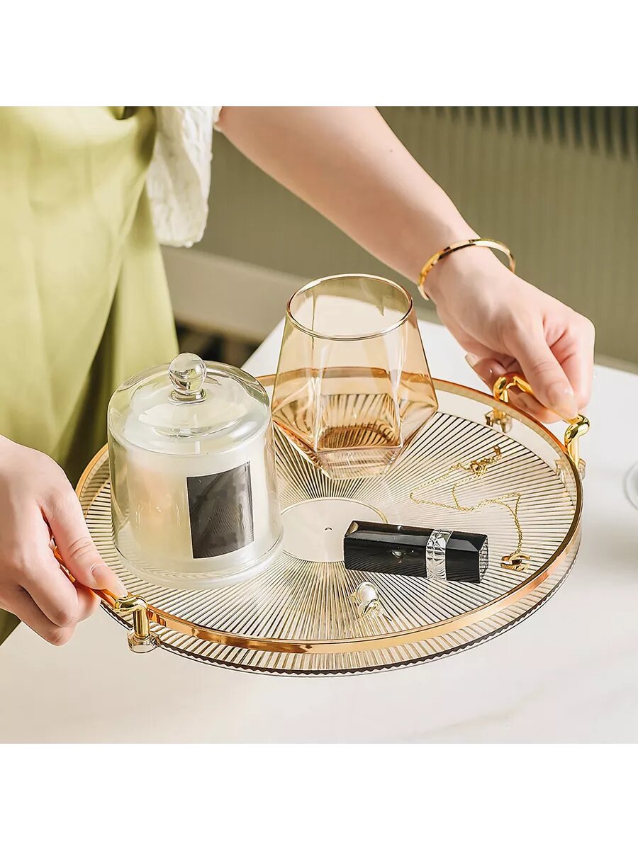 Изображение Поднос декоративный пластиковый для украшений Conflate золотой