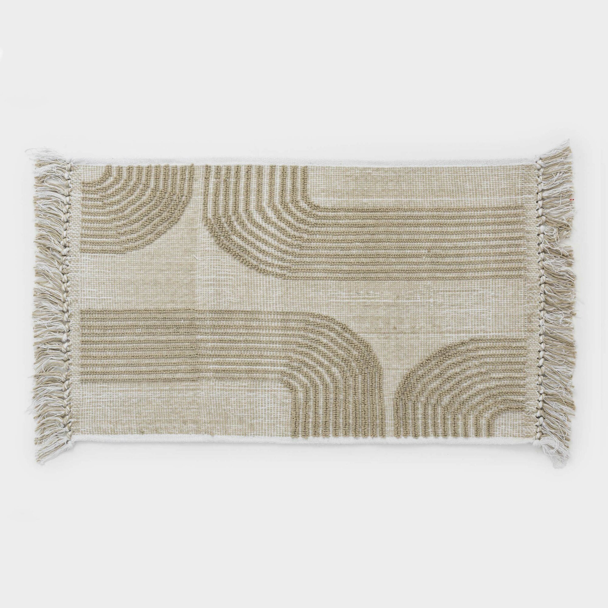 Коврик 50x80 см с бахромой хлопок песочный Абстракция Textured