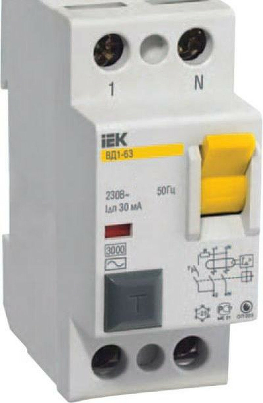 Устройство защитного отключения IEK ВД 1-63 4730087 2P 25A/30mA