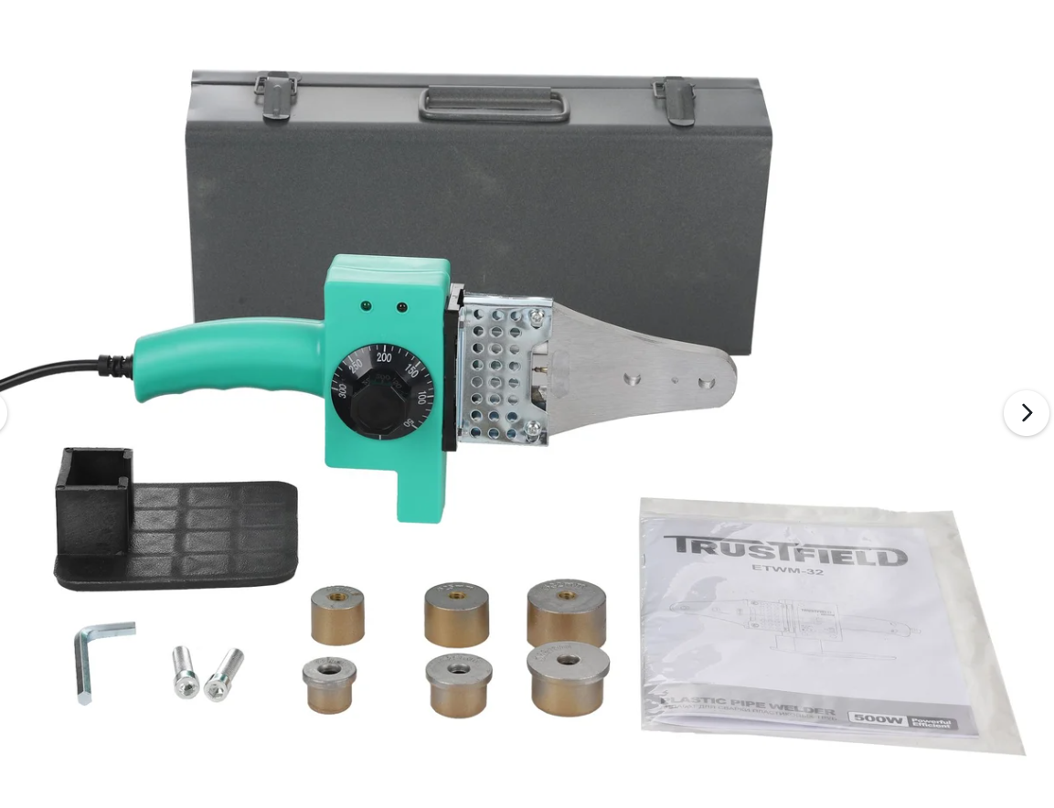 Паяльник для ПВХ труб TRUSTFIELD электрический (500Вт 0-300 насадки 202532мм подставка) ETWM-32