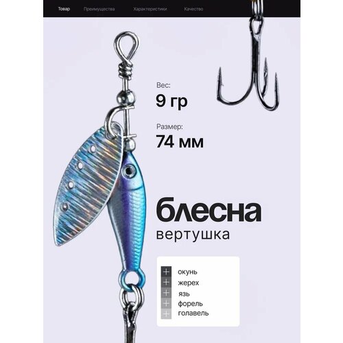 Блесна вертушка Silver Creek на окуня, жереха, язя, головля 9 гр, цвет Holo Himemasu