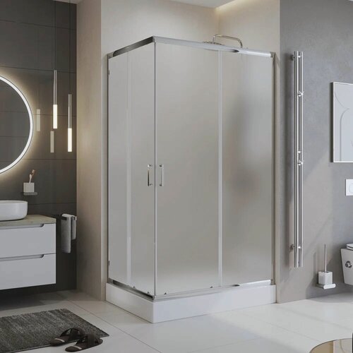 Изображение товара Душевой уголок BelBagno Uno 195 AH 2 100/80 P Cr без поддона, стеклянный, 100x80, прямоугольный, с рифленым стеклом, раздвижной