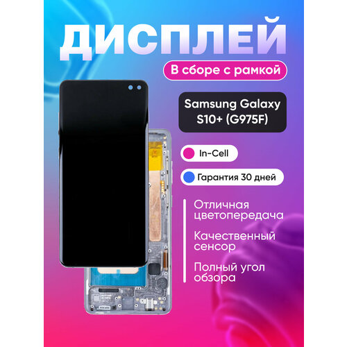 фото Дисплей для samsung g975f (s10+) модуль с рамкой черный - (in-cell)
